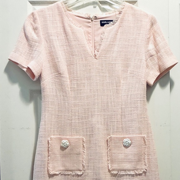 Pink Tweed Short sleeve Dress - Picture 5 of 11